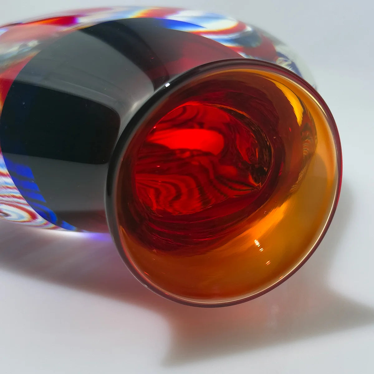 Handmade Sommerso Murano Glass Spiral Vase