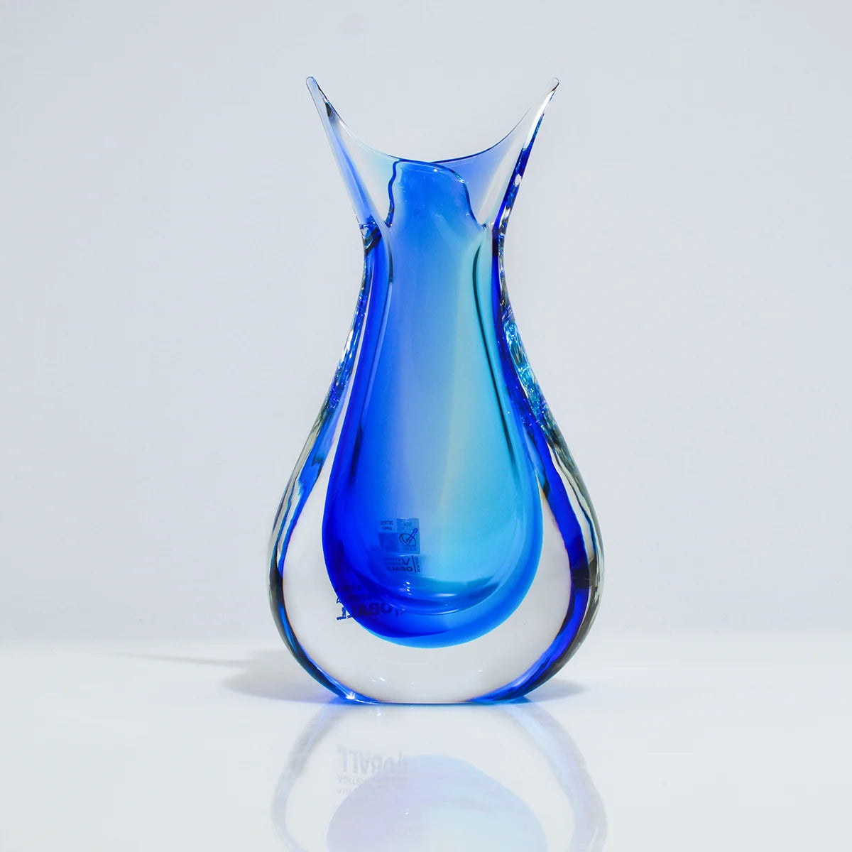 Handmade Sommerso Murano Glass Tall Vase