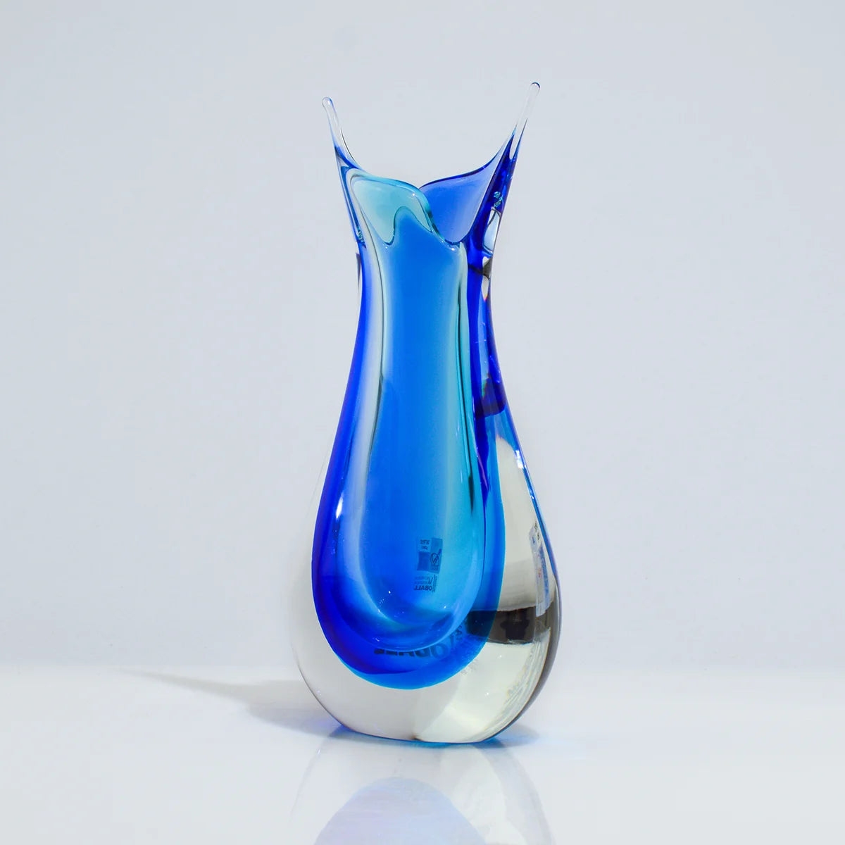 Handmade Sommerso Murano Glass Tall Vase