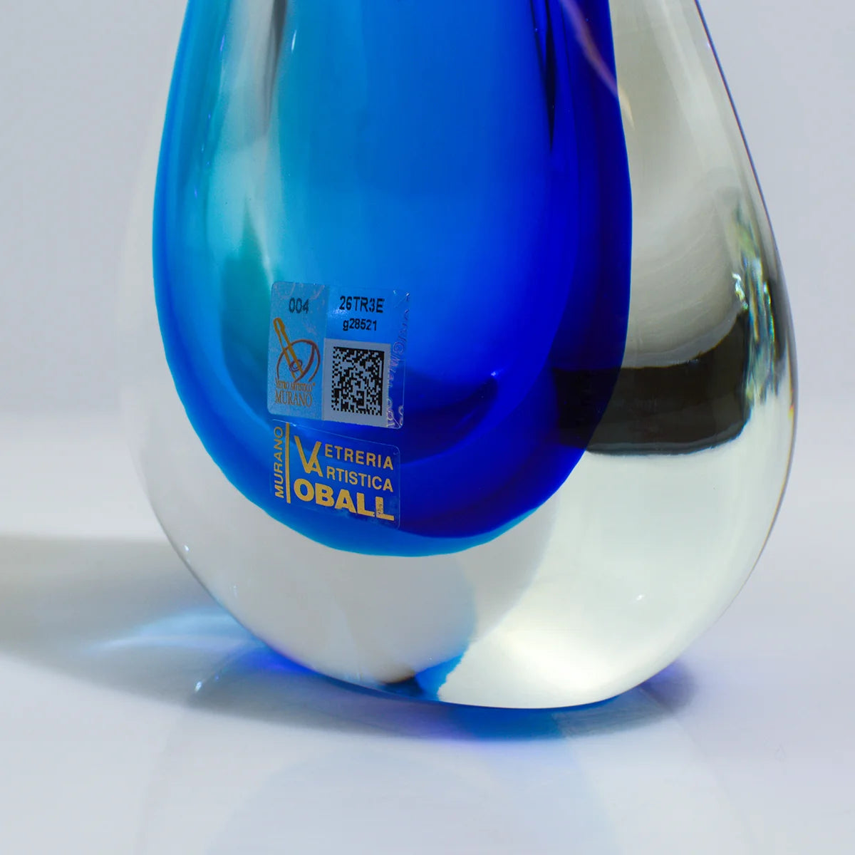 Handmade Sommerso Murano Glass Tall Vase