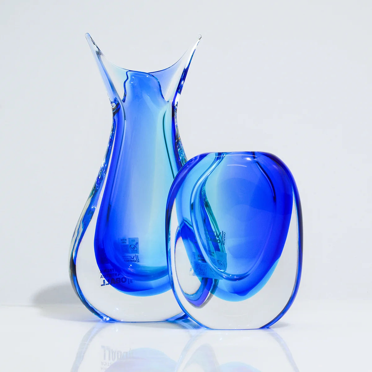 Handmade Sommerso Murano Glass Tall Vase