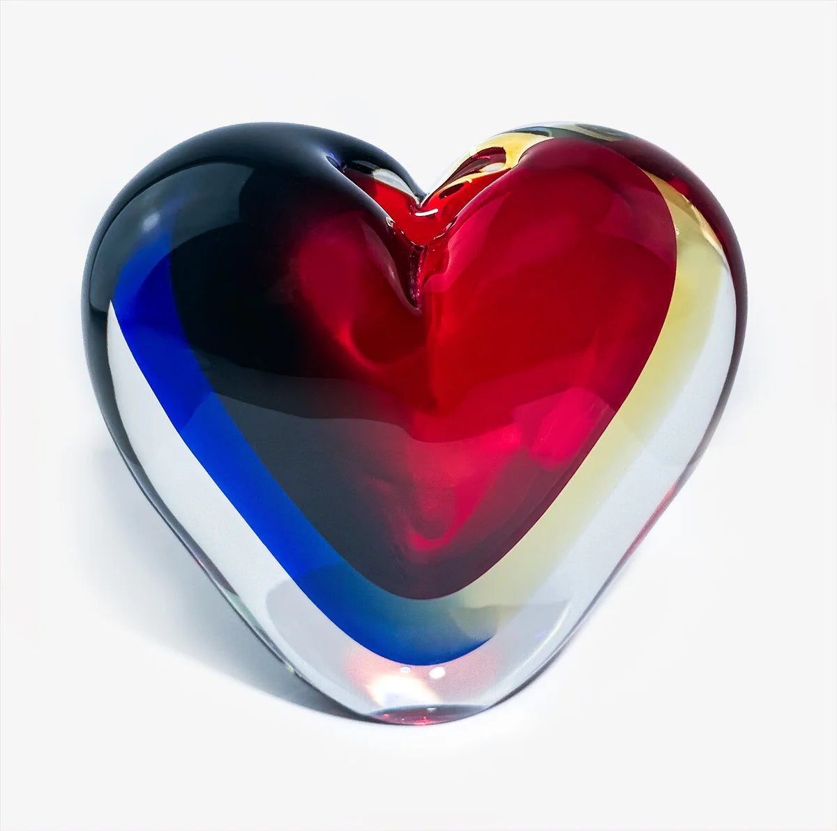 Sommerso Heart Vase, Murano Glass