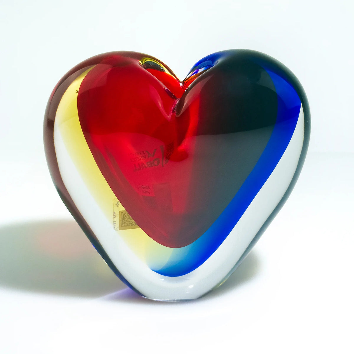 Sommerso Heart Vase, Murano Glass