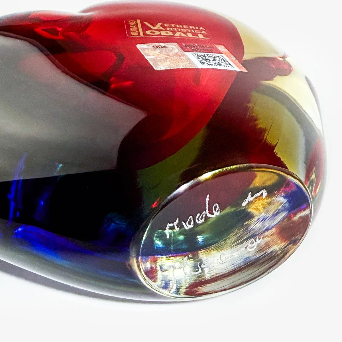 Sommerso Heart Vase, Murano Glass