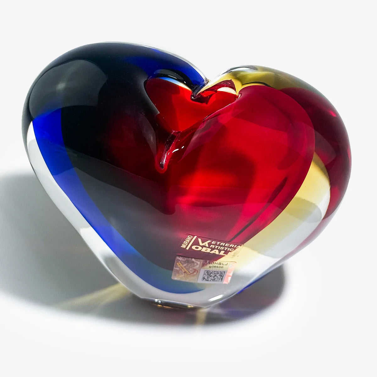 Sommerso Heart Vase, Murano Glass