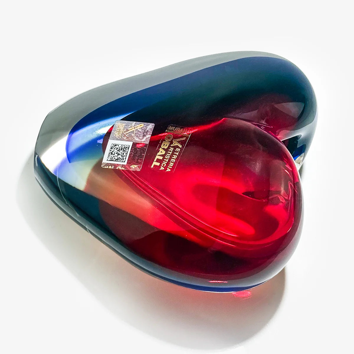 Sommerso Heart Vase, Murano Glass