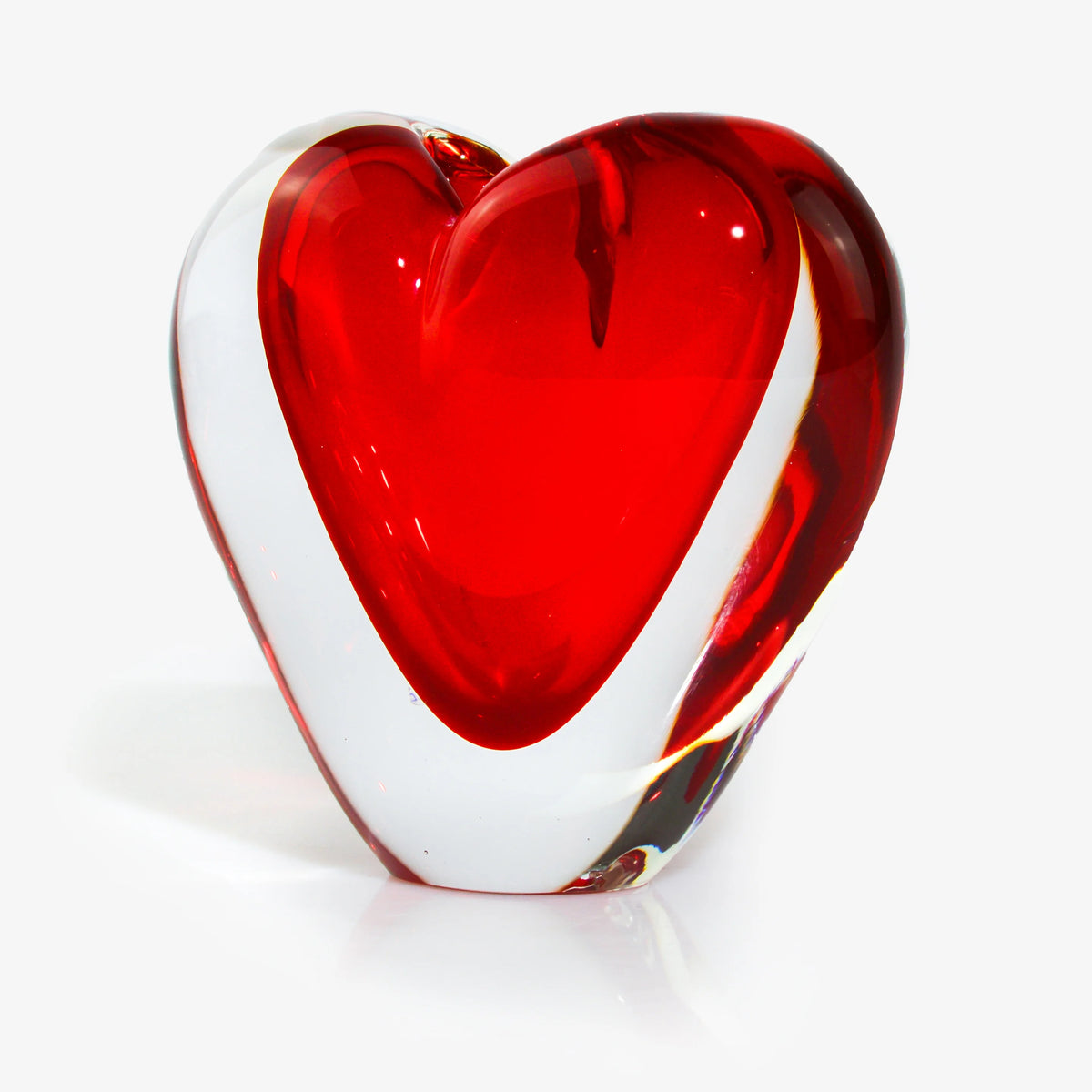Sommerso Heart Vase, Murano Glass