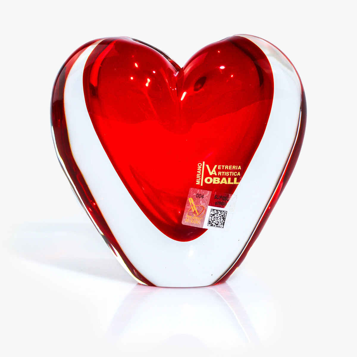 Sommerso Heart Vase, Murano Glass