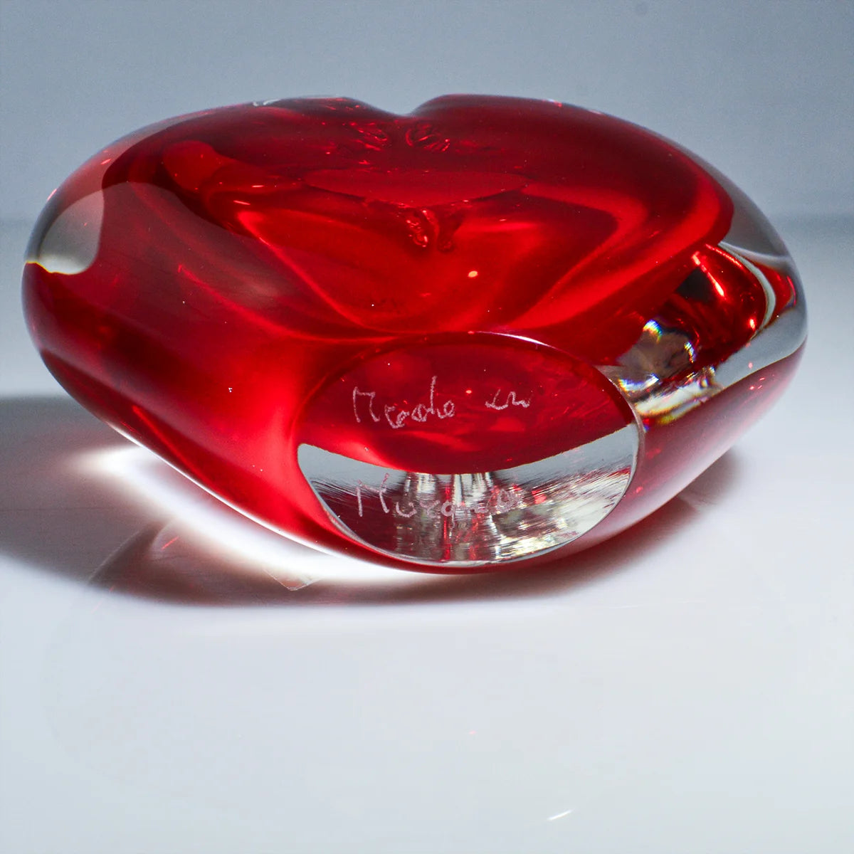 Sommerso Heart Vase, Murano Glass