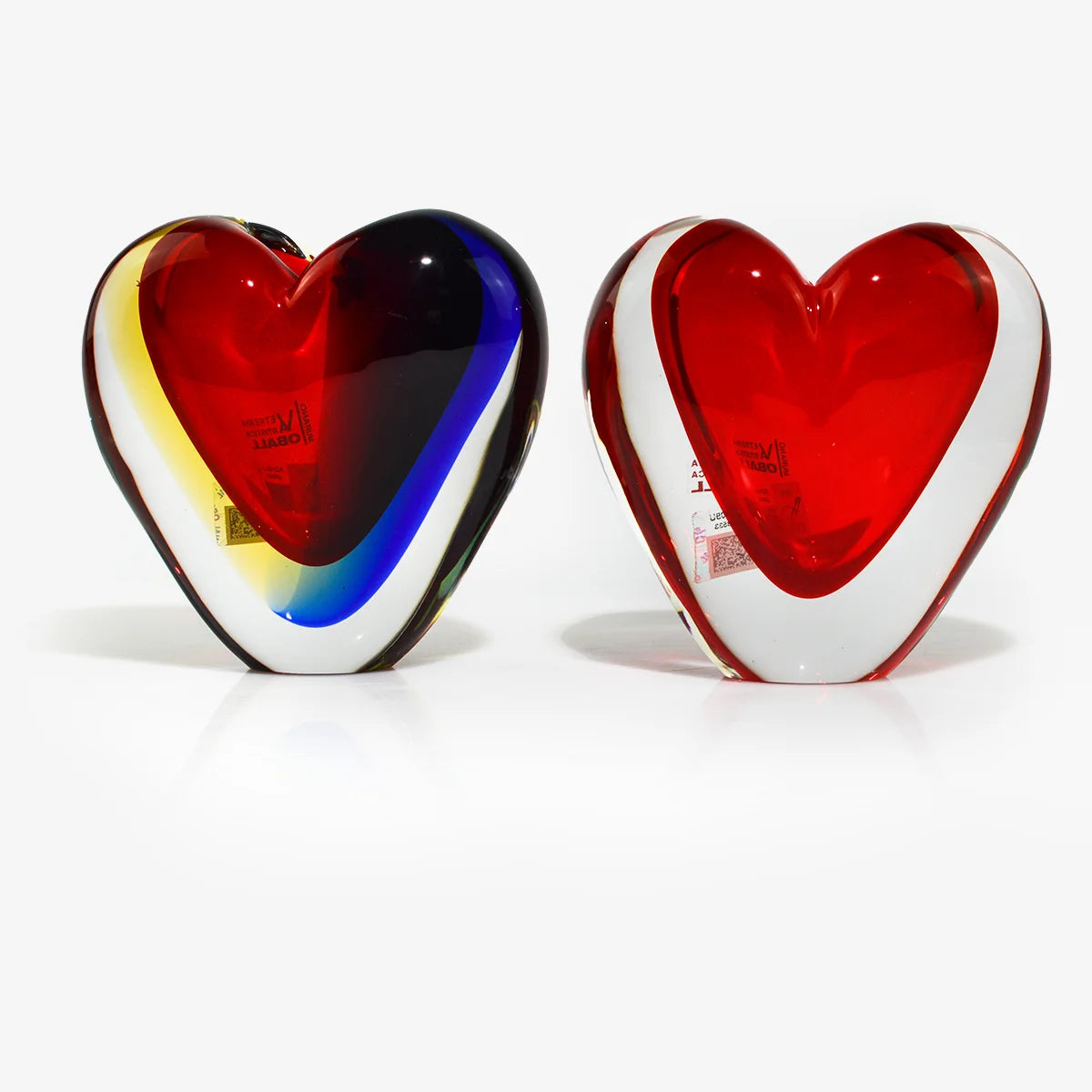 Sommerso Heart Vase, Murano Glass
