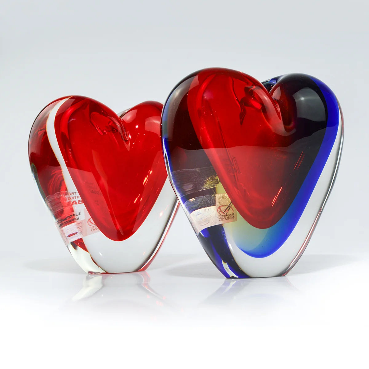 Sommerso Heart Vase, Murano Glass