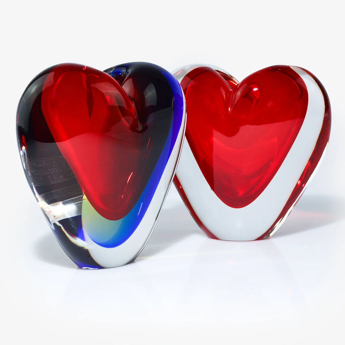 Sommerso Heart Vase, Murano Glass