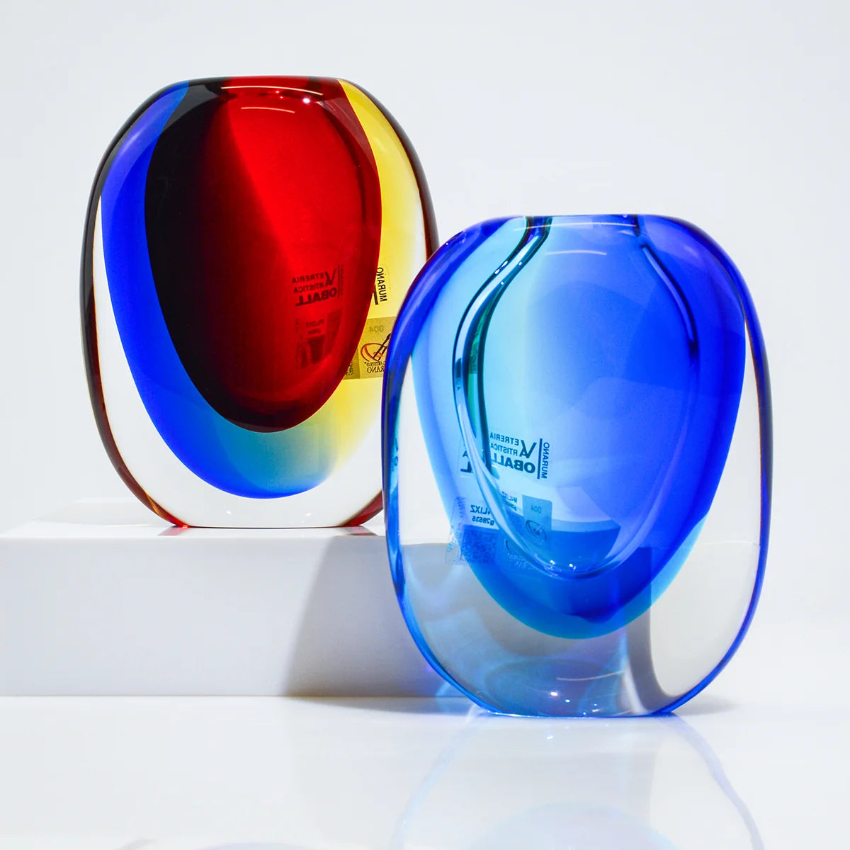 Handmade Murano Glass Rectangular Vase — Sommerso