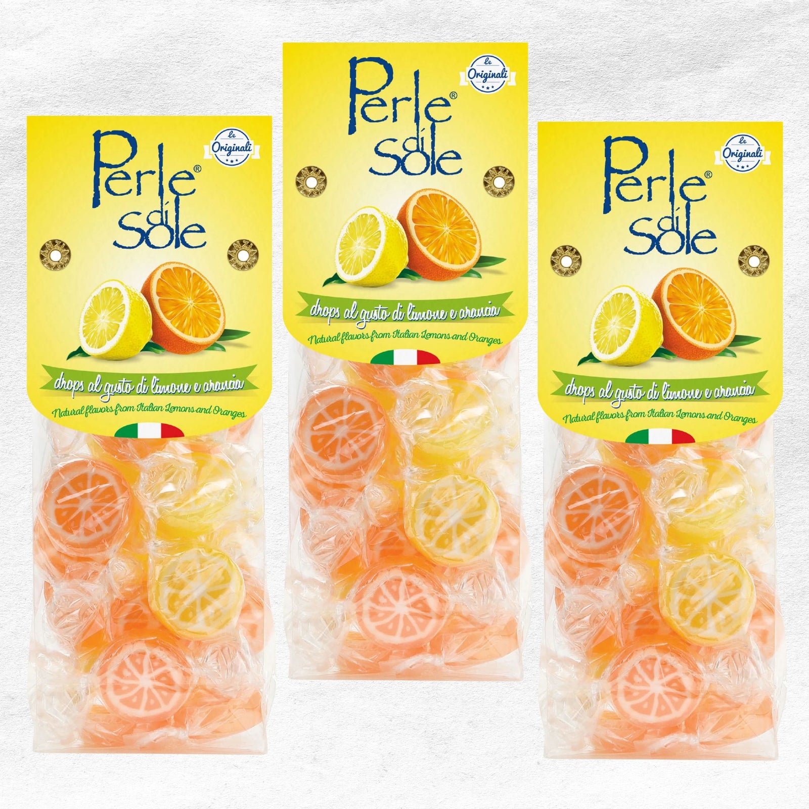 Perle di Sole, Orange & Lemon Slice Hard Candies, 3 Bag Set - My Italian Decor