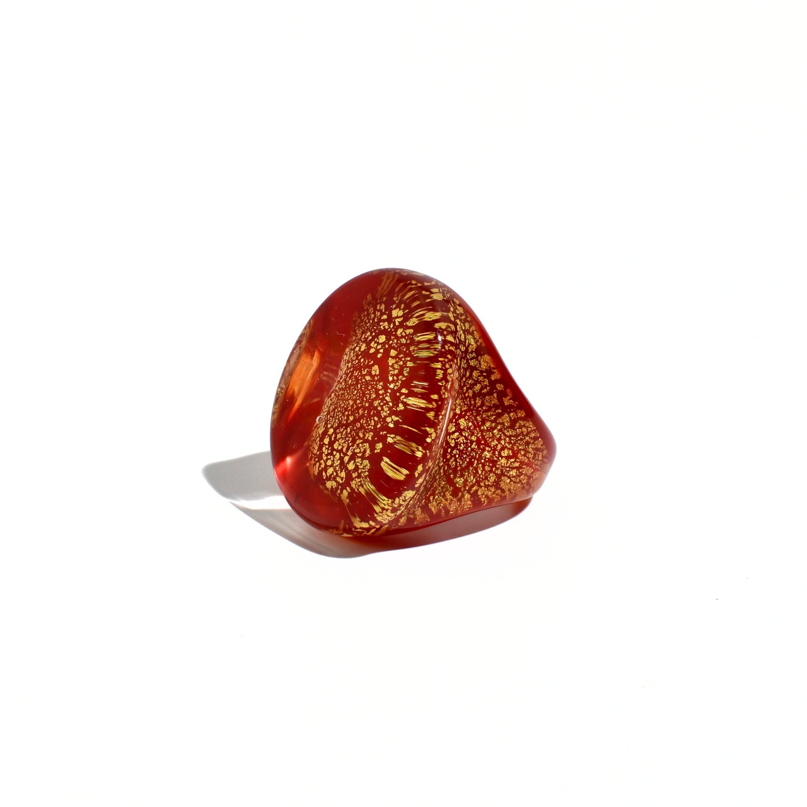 Colorful Murano Glass Ovale Large Statement Ring with 24-karat gold accents, showcasing vibrant handmade design.