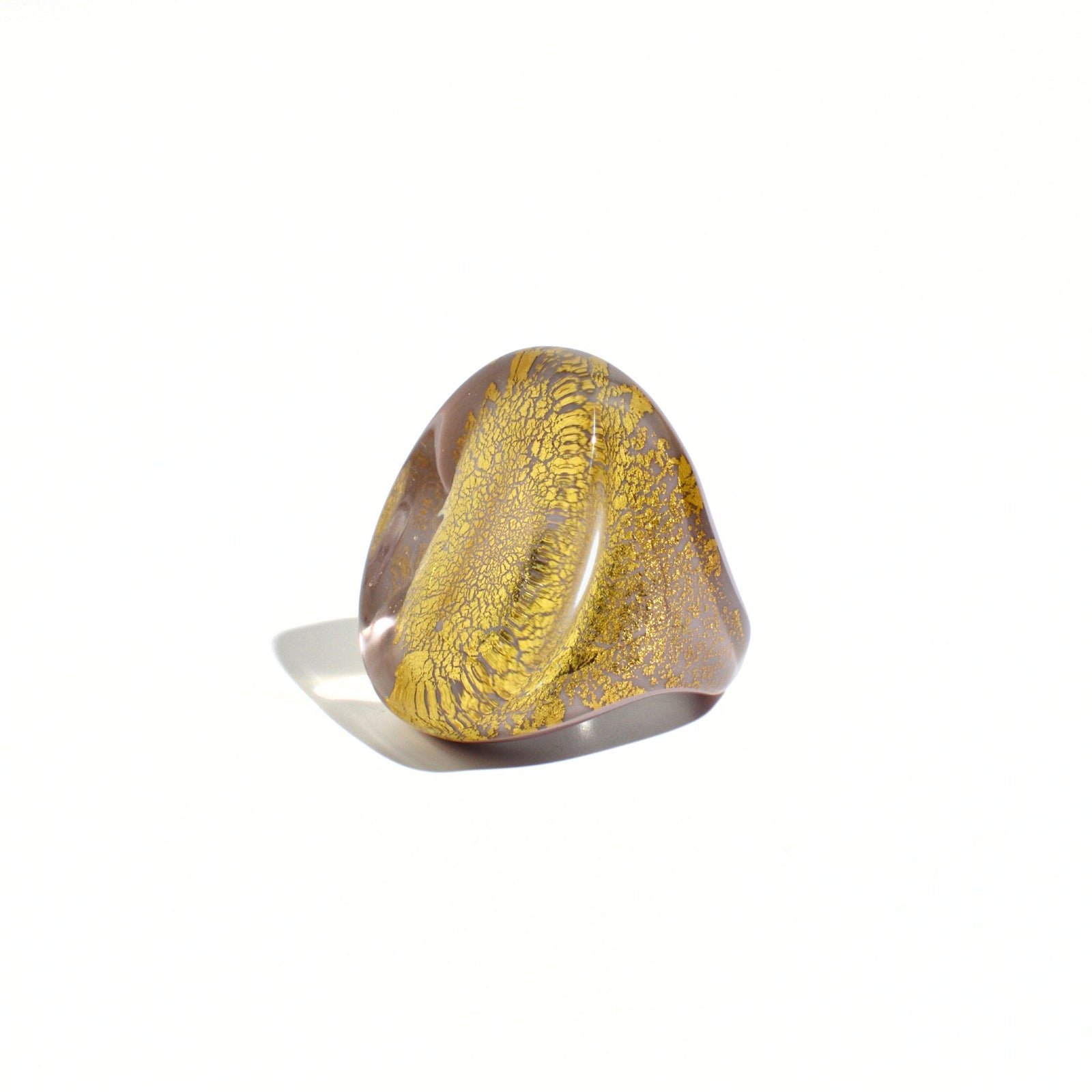 Colorful Murano Glass Ovale Large Statement Ring with 24-karat gold accents, showcasing vibrant handmade design.
