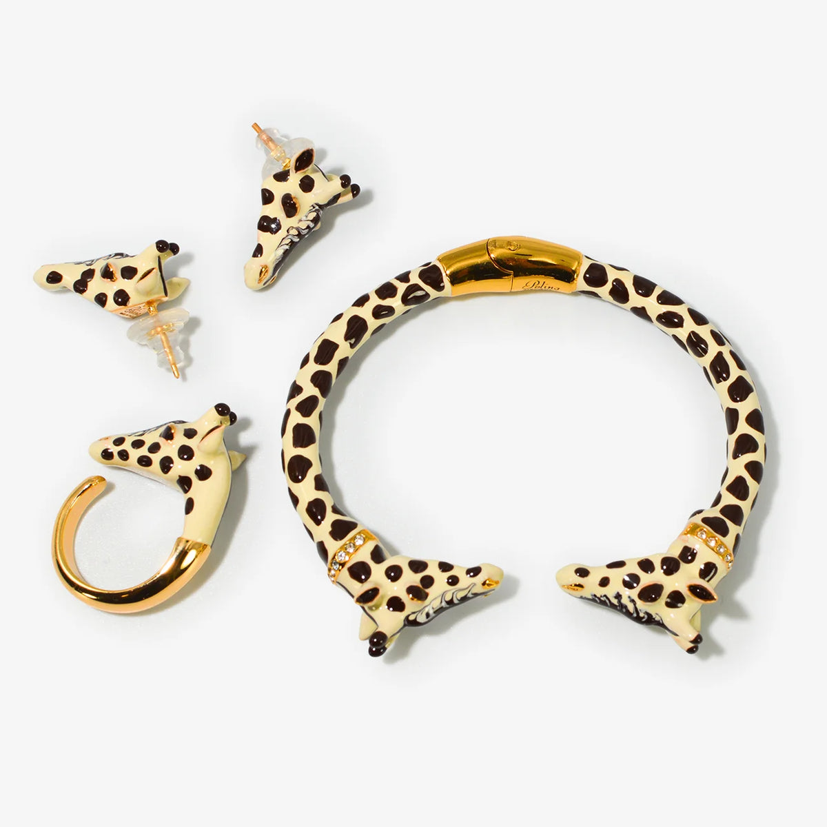 Giraffe enamel jewelry set by My Italian Decor, made in Italy