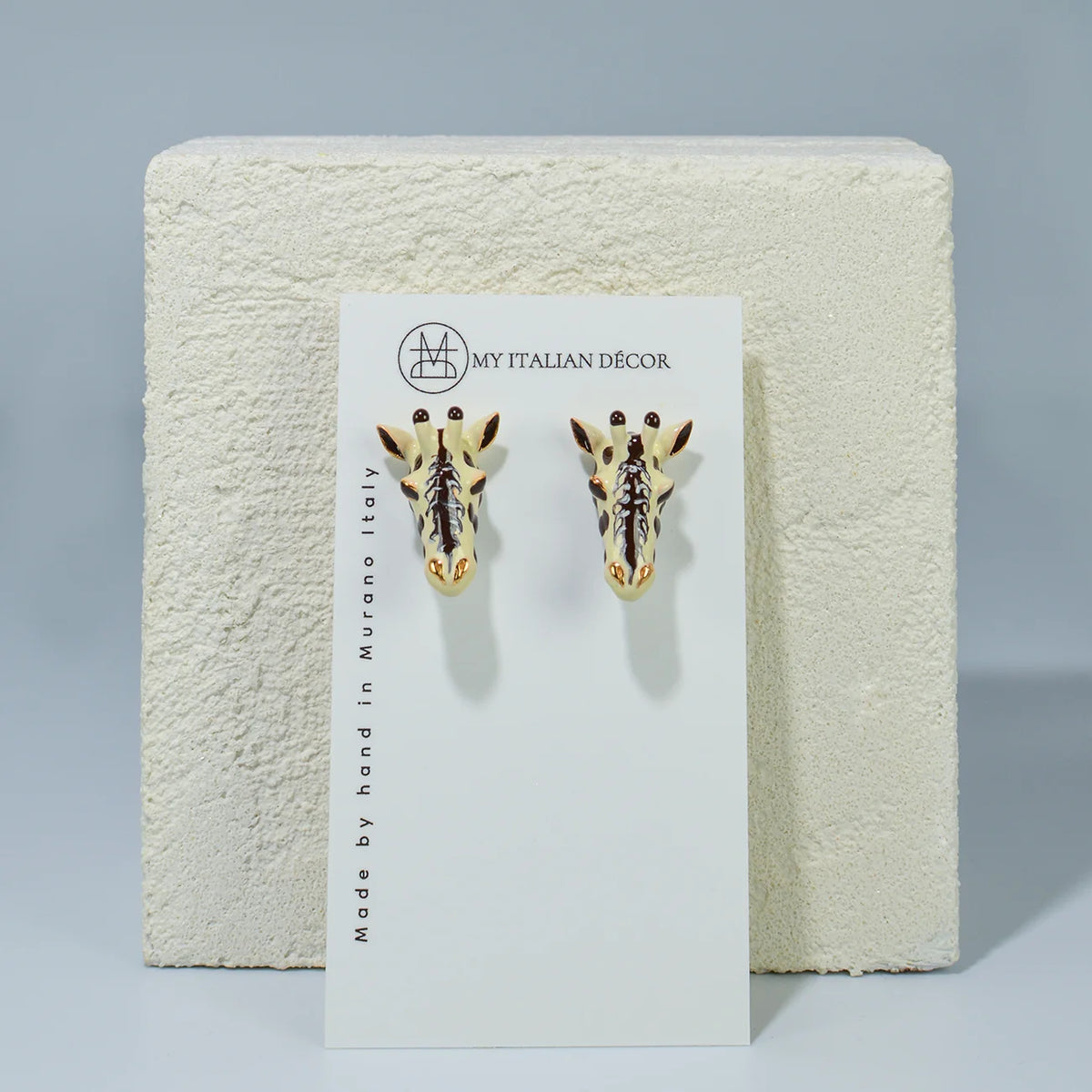 Polina Firenze giraffe enamel jewelry set, made in Italy, featuring a detailed giraffe design