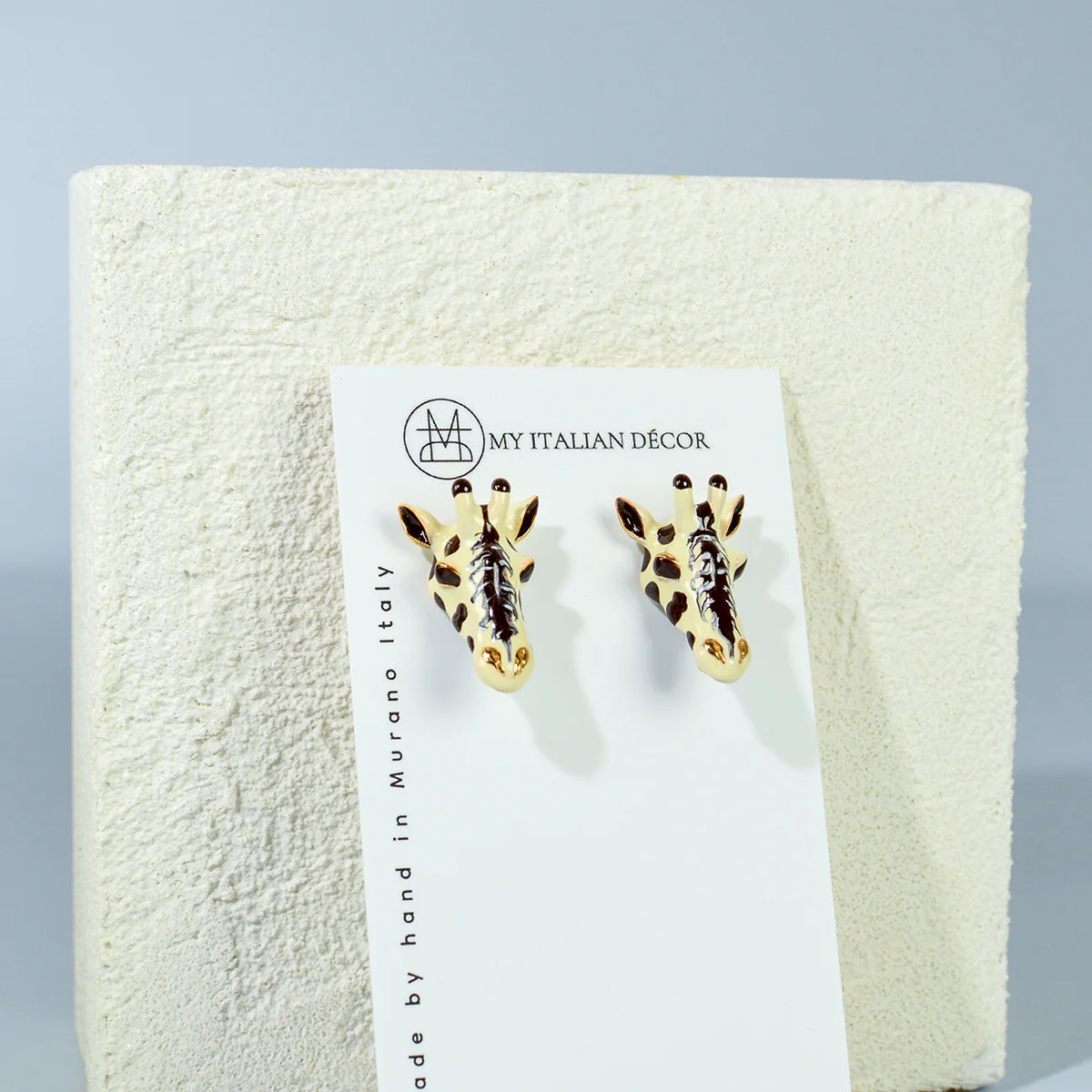 Polina Firenze giraffe enamel jewelry set, made in Italy, featuring a detailed giraffe design