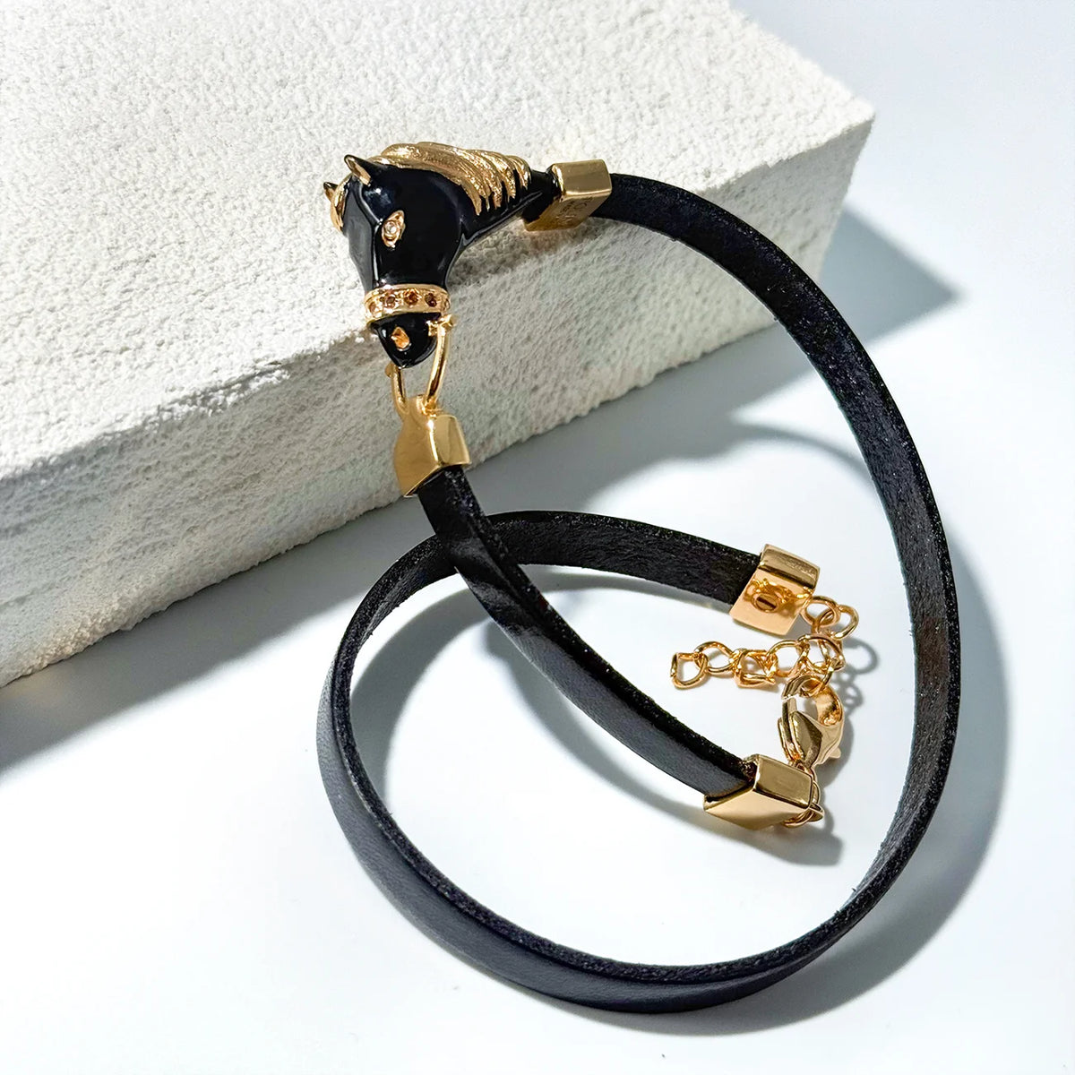Italian-made horse enamel jewelry set by My Italian Decor, featuring equestrian-inspired enamel details