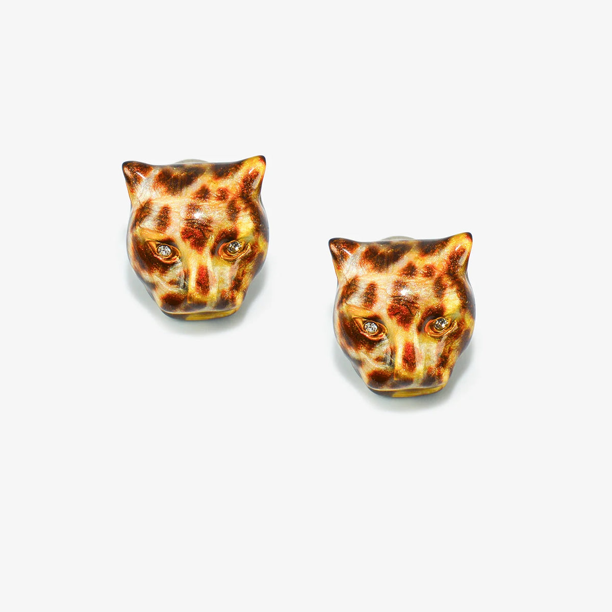 Polina Firenze jaguar enamel jewelry set, made in Italy, featuring a detailed gold-tone jaguar design