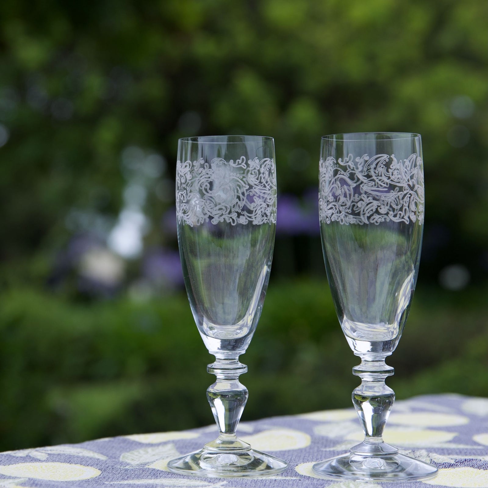Set of 2 Etched Italian Paolina Champagne Flutes - My Italian Decor