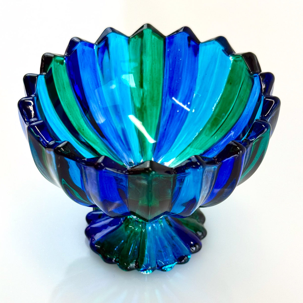Blue Green Crystal Small Parade Bowl, Made in Italy - My Italian Decor