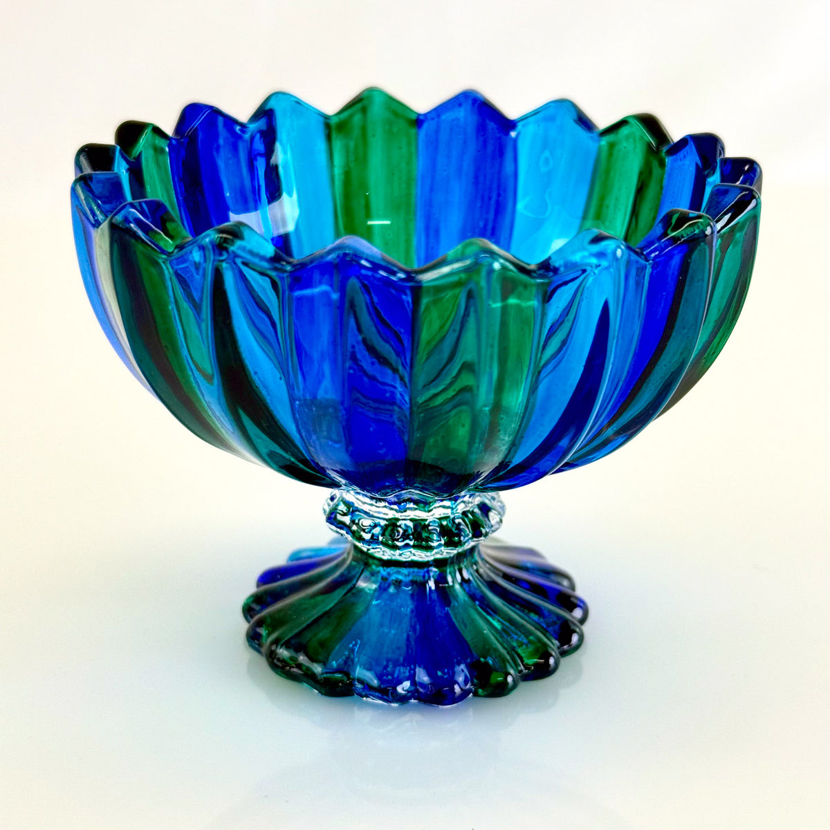 Blue Green Crystal Small Parade Bowl, Made in Italy - My Italian Decor