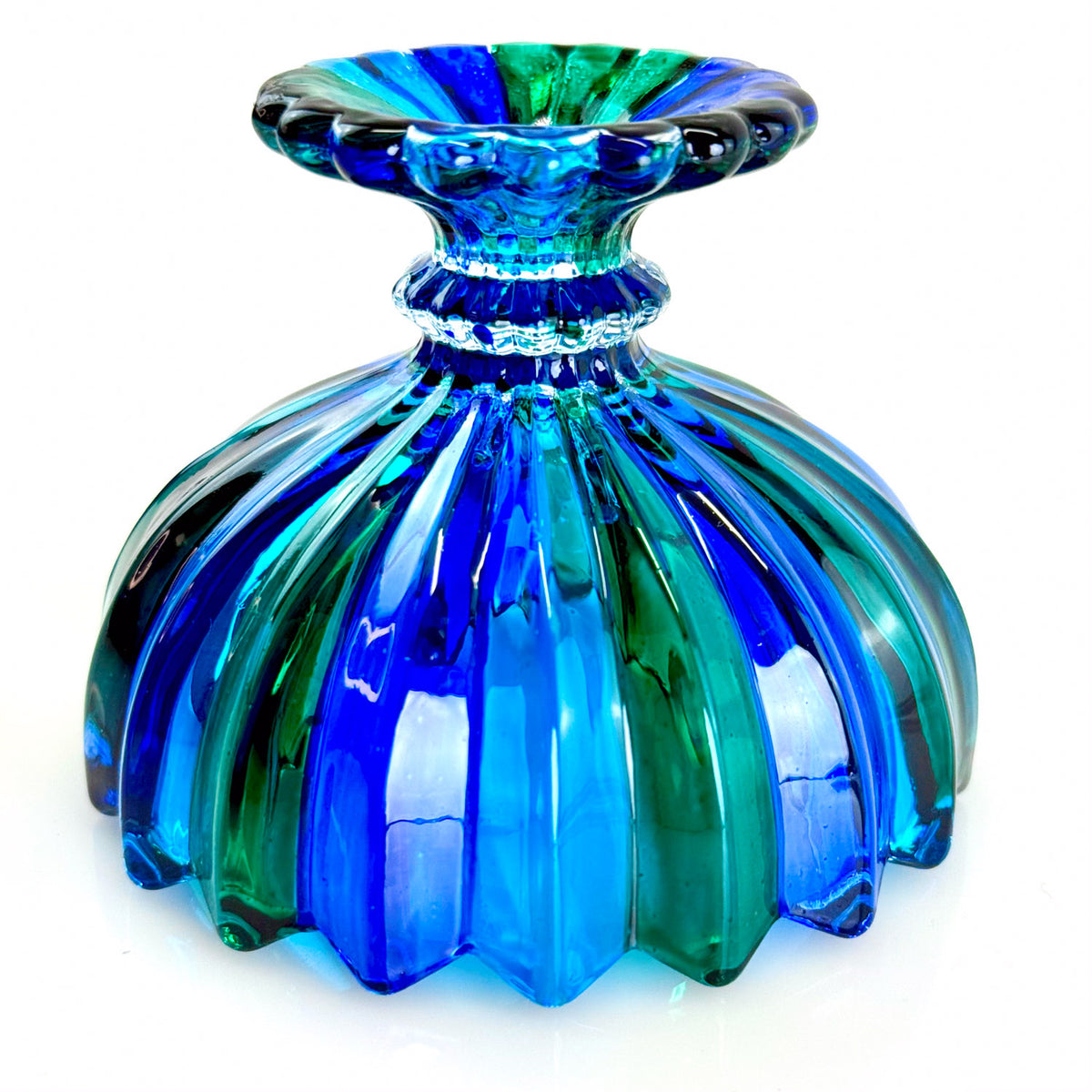 Blue Green Crystal Small Parade Bowl, Made in Italy - My Italian Decor