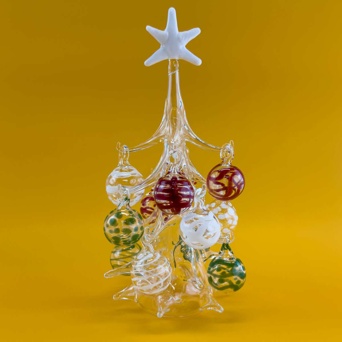 Blown Glass Christmas Tree with Ornaments, Made in Italy - My Italian Decor