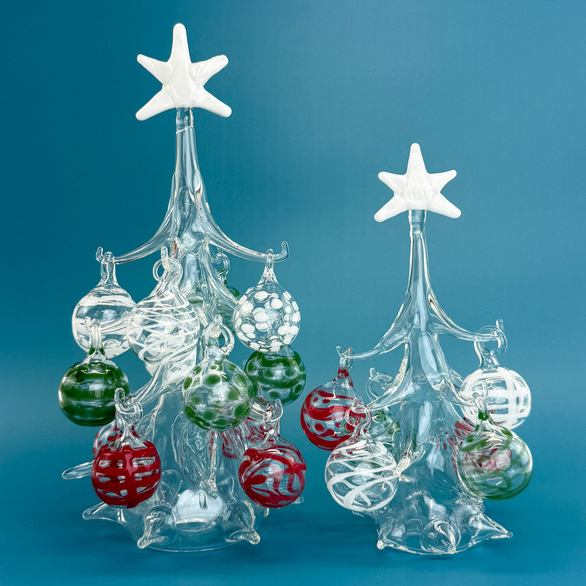 Blown Glass Christmas Tree with Ornaments, Made in Italy - My Italian Decor