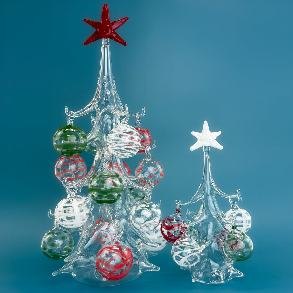 Blown Glass Christmas Tree with Ornaments, Made in Italy - My Italian Decor