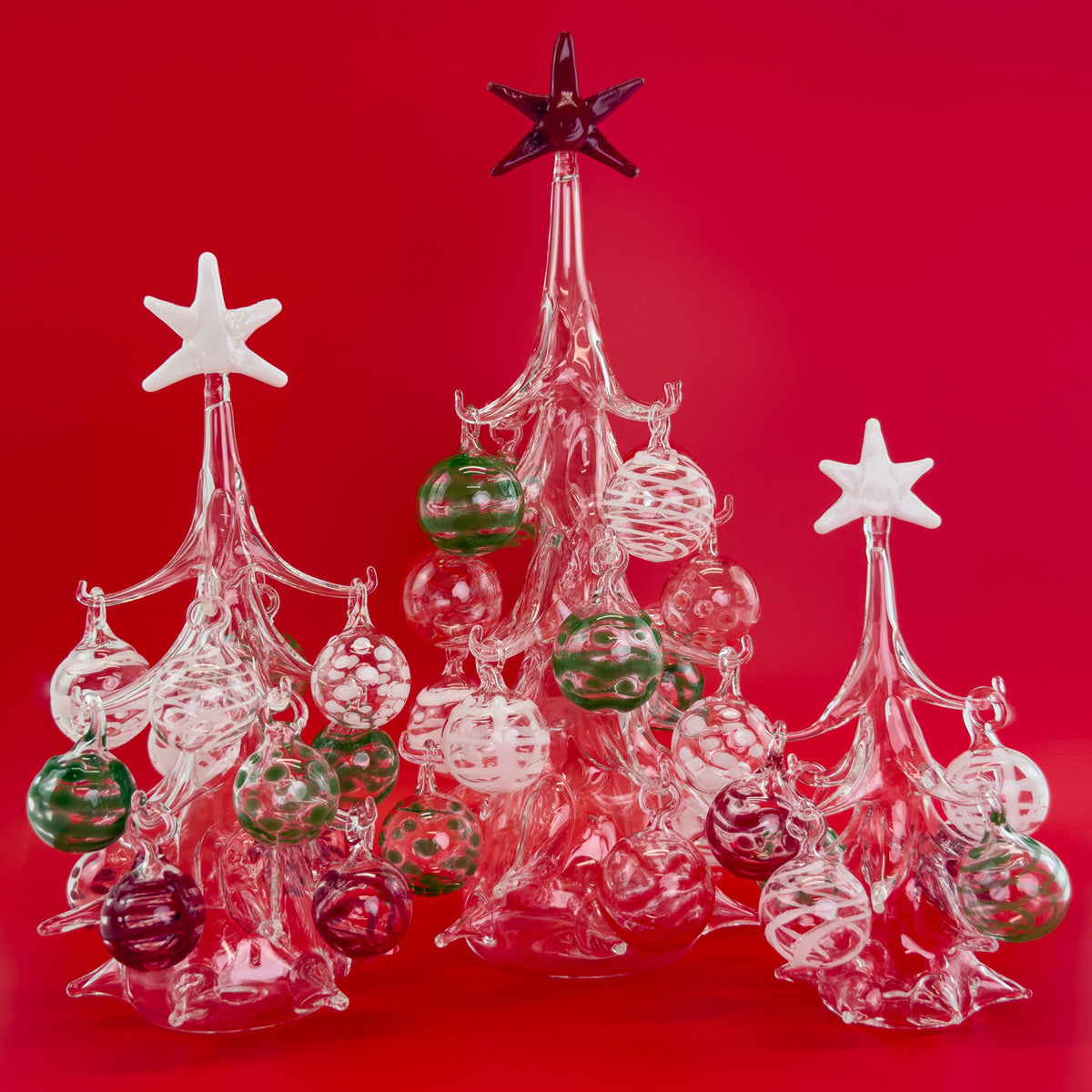 Blown Glass Christmas Tree with Ornaments, Made in Italy - My Italian Decor