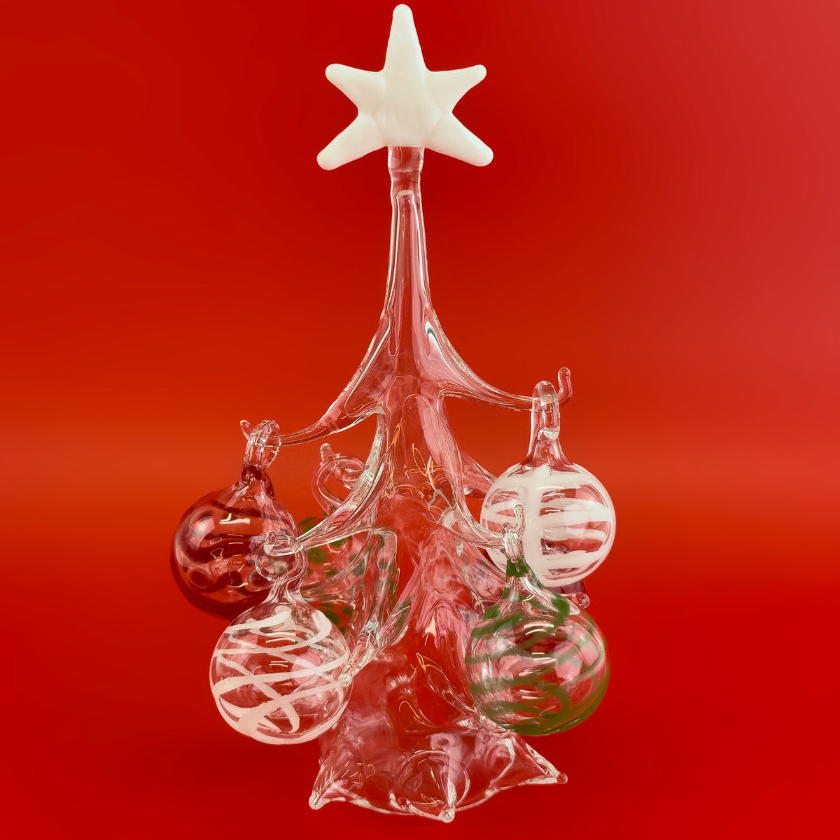 Blown Glass Christmas Tree with Ornaments, Made in Italy - My Italian Decor