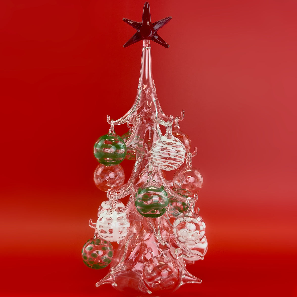 Blown Glass Christmas Tree with Ornaments, Made in Italy - My Italian Decor