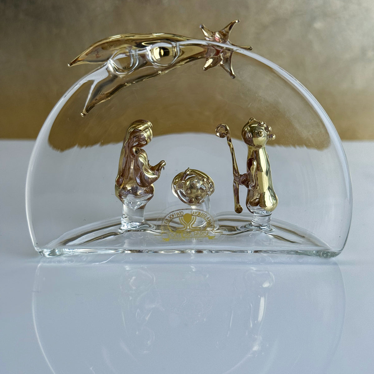 Blown Glass Nativity - Clear Glass and Gold - Made in Italy - My Italian Decor