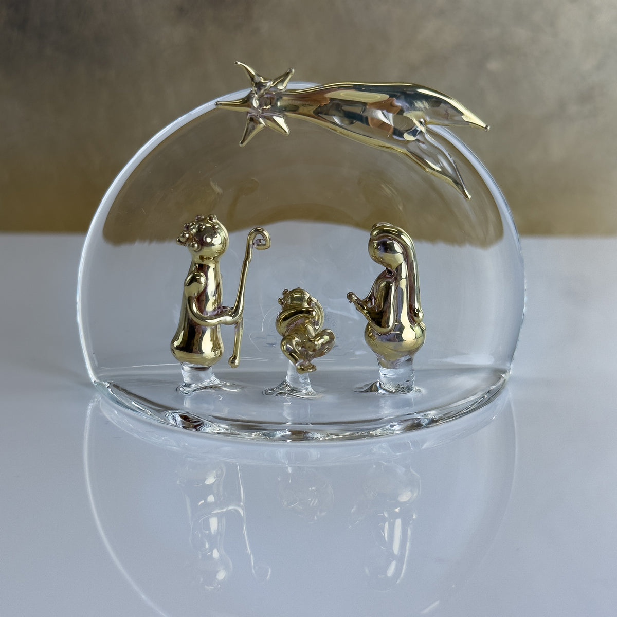 Blown Glass Nativity - Clear Glass and Gold - Made in Italy - My Italian Decor