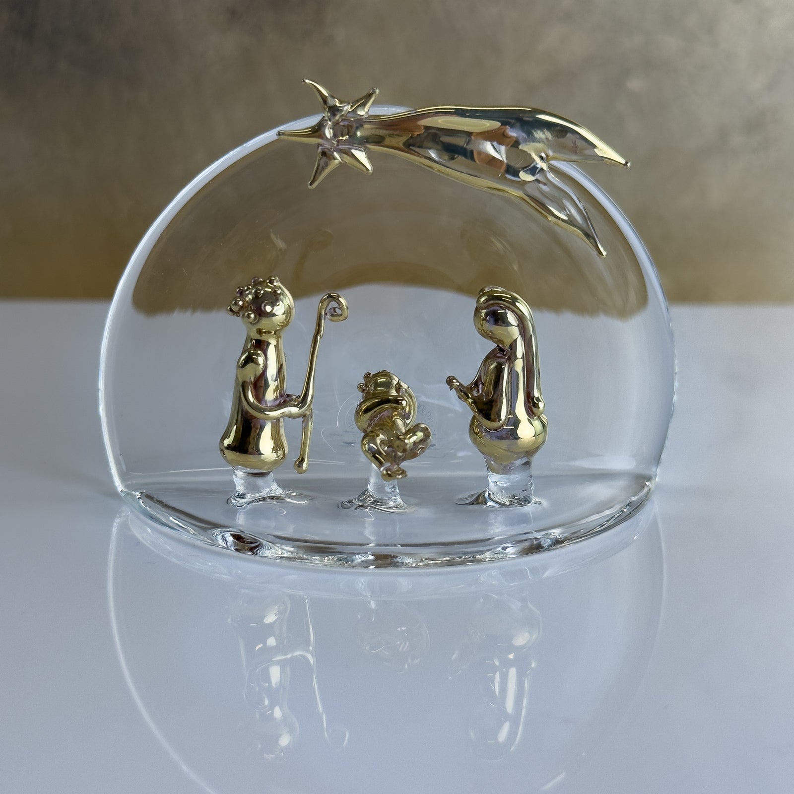 Blown Glass Nativity - Clear Glass and Gold - Made in Italy - My Italian Decor