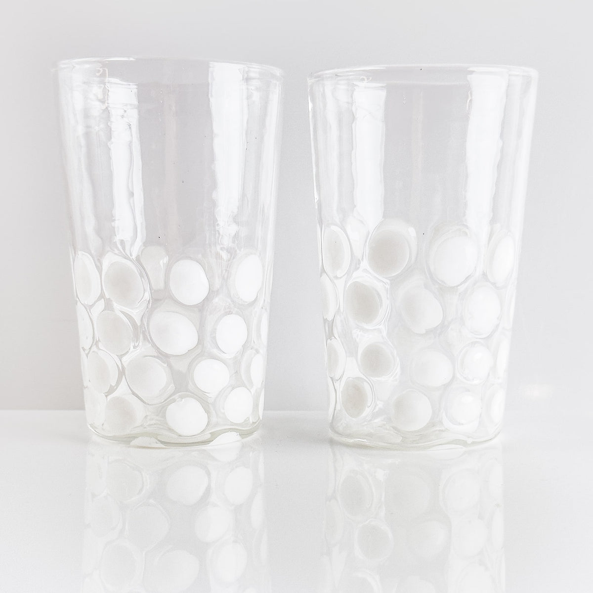 Set of 2 Drink Glass Tumblers Dots - Made in Italy