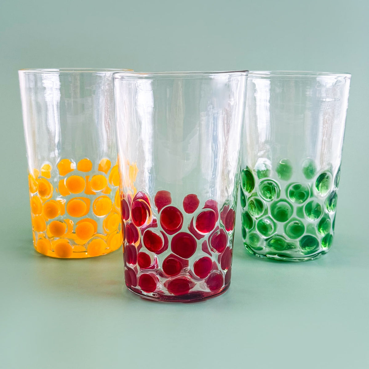Set of 2 Drink Glass Tumblers Dots - Made in Italy