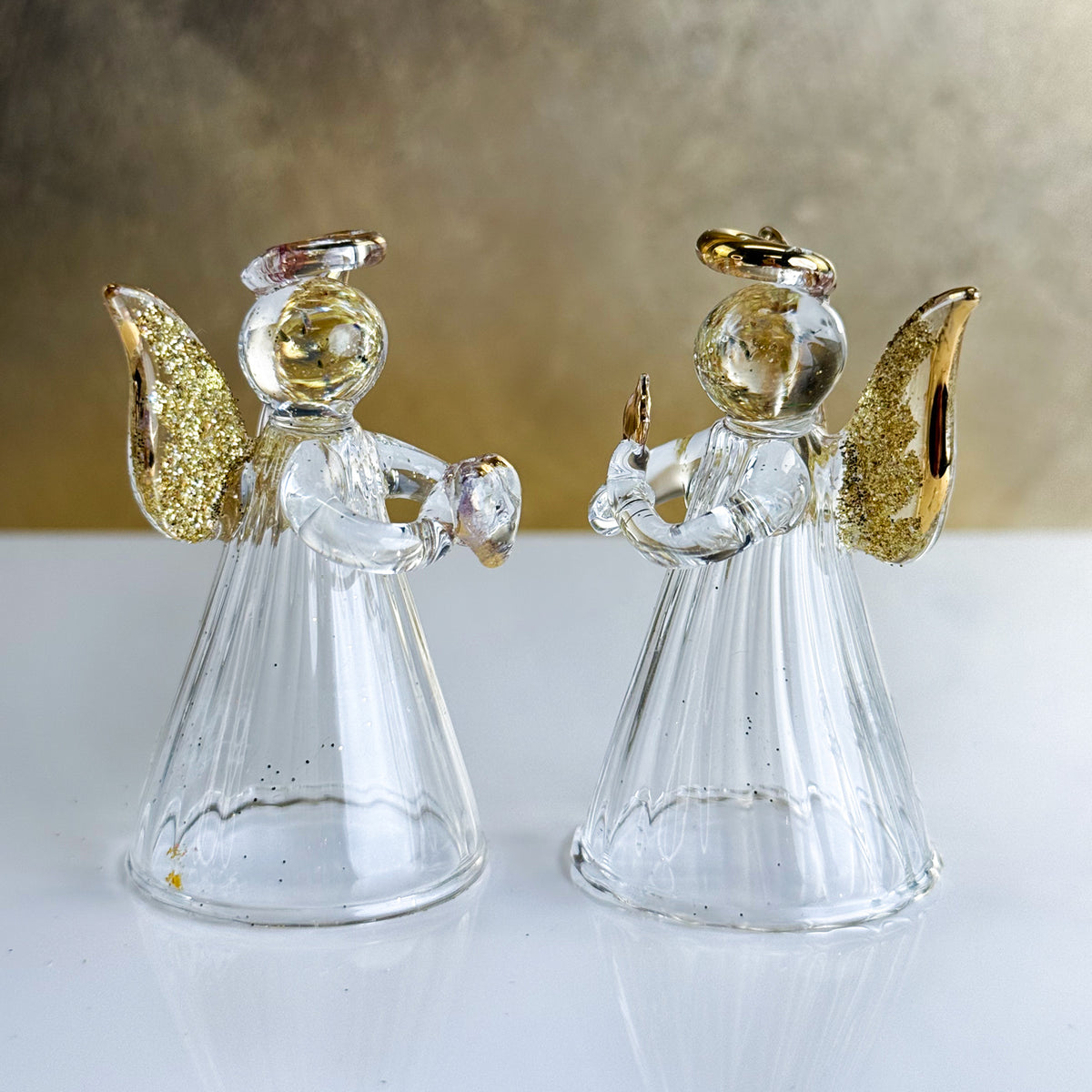 Blown Glass Angel Ornaments Figurines, Set of 4, Made in Italy - My Italian Decor