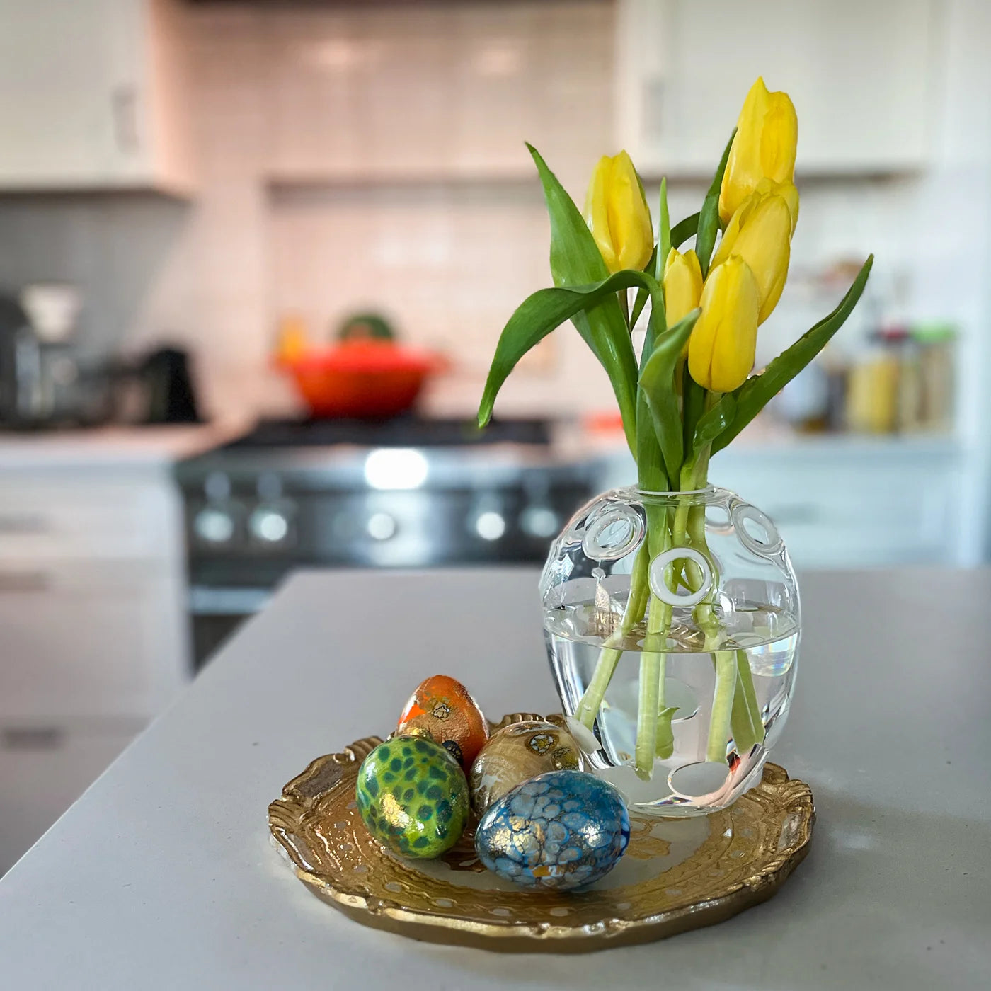 Clear glass candleholder and flower vase by My Italian Decor, elegant Italian-made piece for candles or floral arrangements.