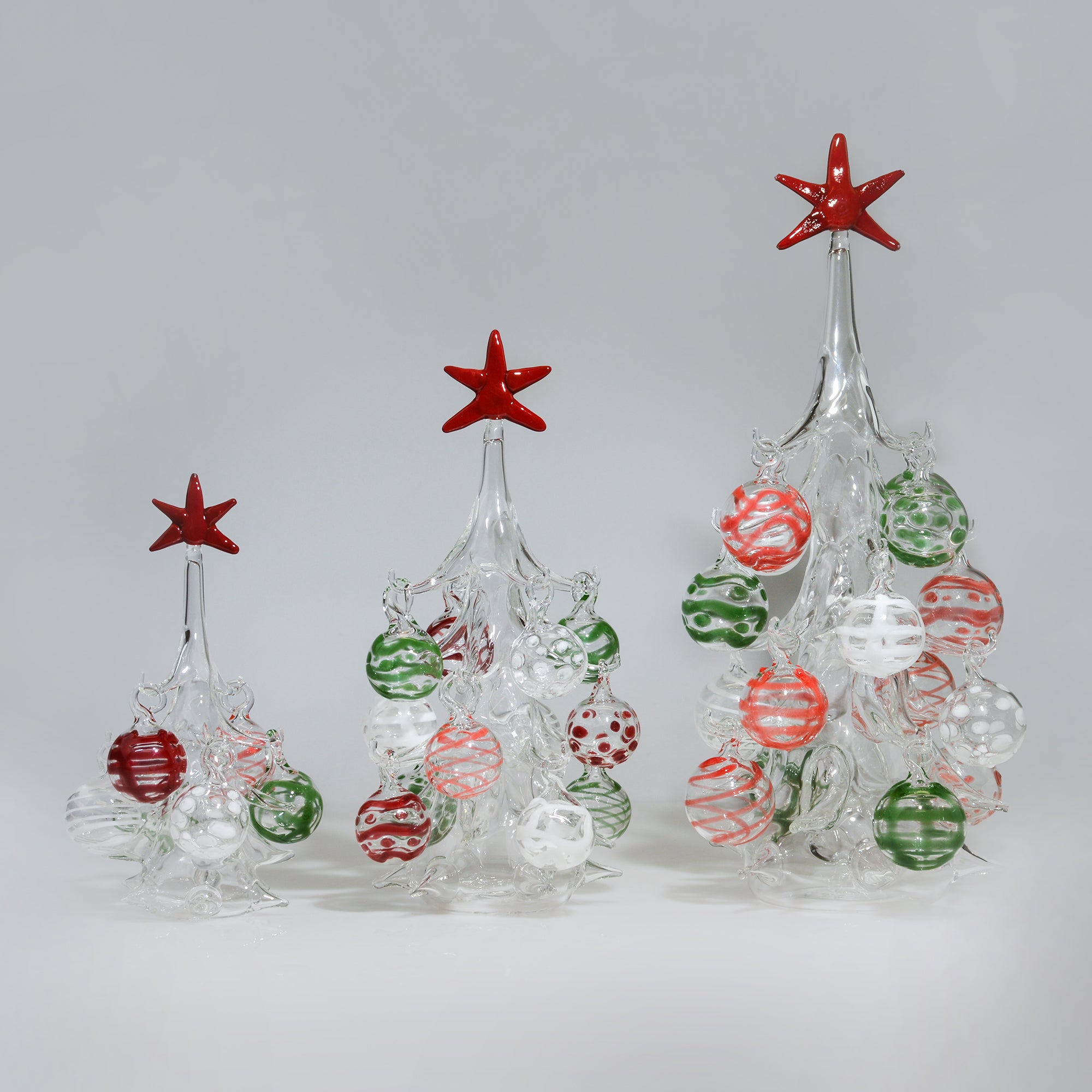 Blown Glass Christmas Tree with Ornaments, Made in Italy $110.00
