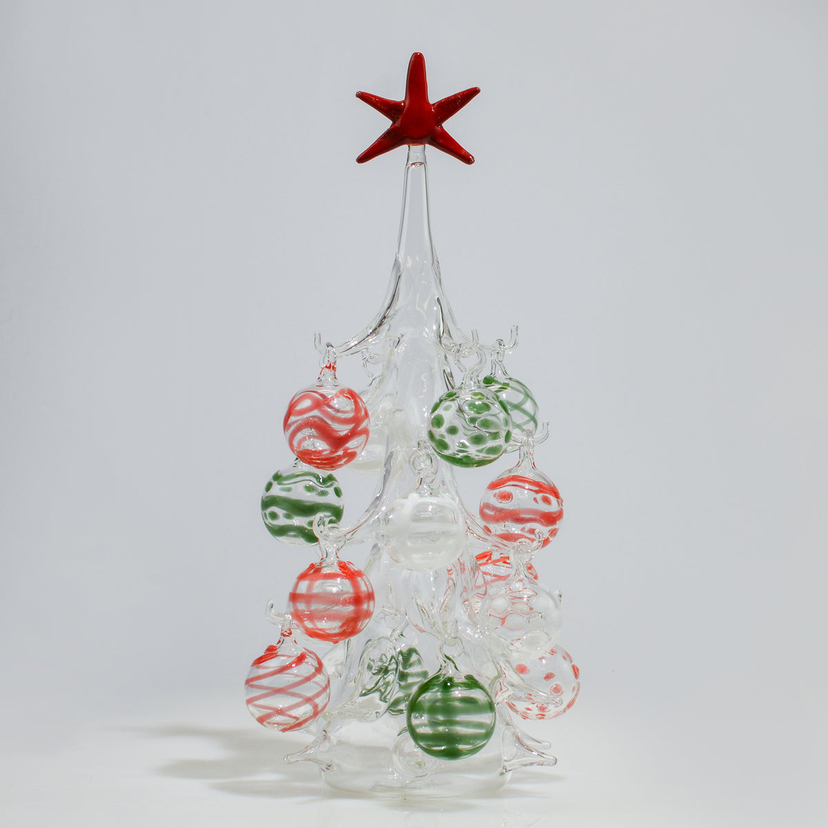 Blown Glass Christmas Tree with Ornaments, Made in Italy