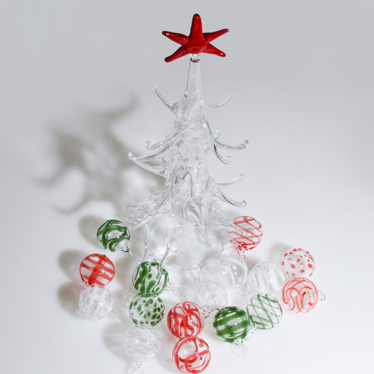 Blown Glass Christmas Tree with Ornaments, Made in Italy