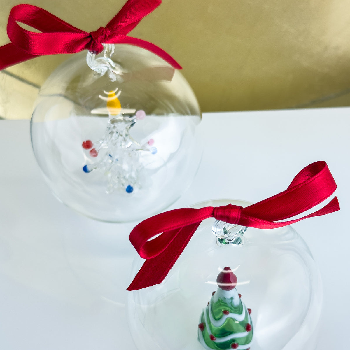 Blown Clear Glass Ornament with Christmas Tree - My Italian Decor