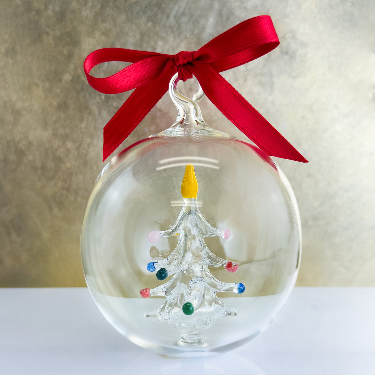 Blown Clear Glass Ornament with Christmas Tree - My Italian Decor