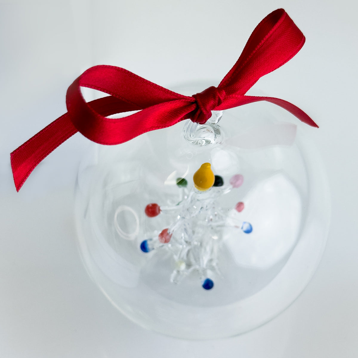 Blown Clear Glass Ornament with Christmas Tree - My Italian Decor