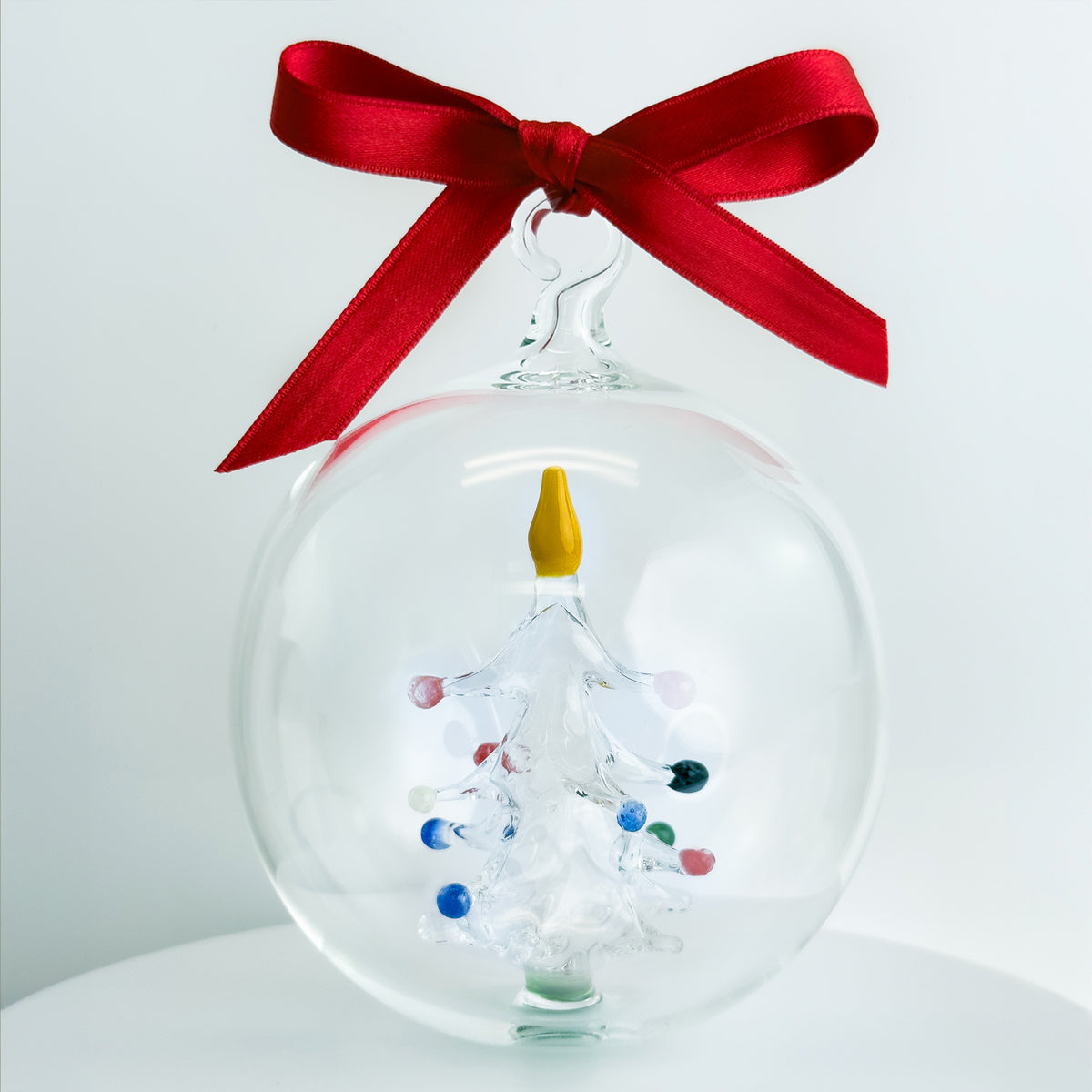 Blown Clear Glass Ornament with Christmas Tree - My Italian Decor