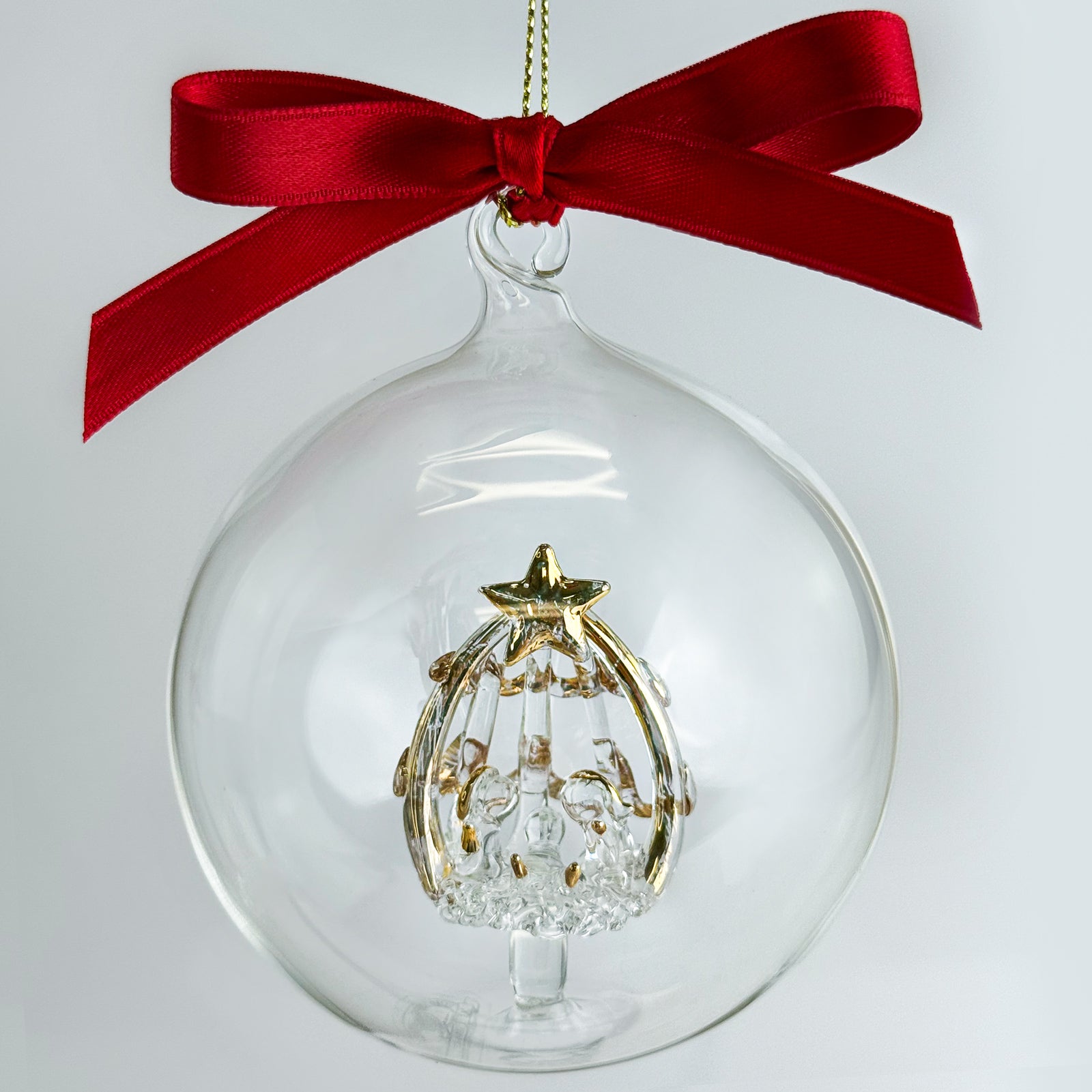 Blown Clear Glass Ornament with Nativity - My Italian Decor